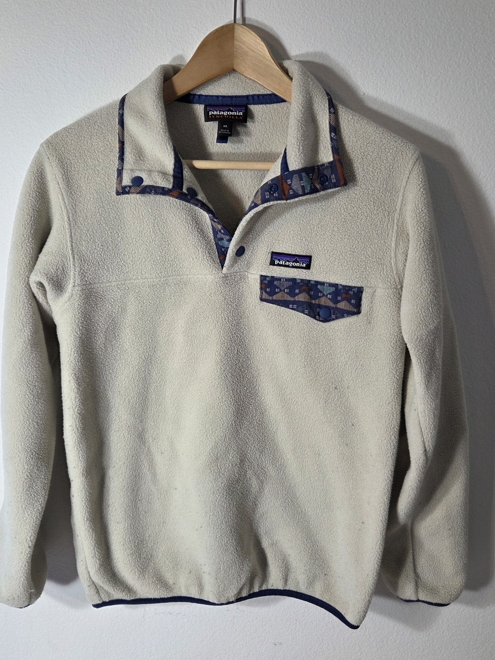 Patagonia Synchilla Fleece Womens XS Pelican Snap T Stone Blue Aztec Pullover